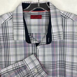 Alfani Slim Fit Mens Sz XXL Long Sleeve‎  Check Plaid Print Button Up shirt 2X